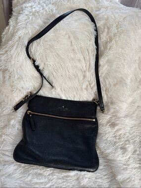 kate spade Black Pebbled Leather Crossbody with Gold Hardware